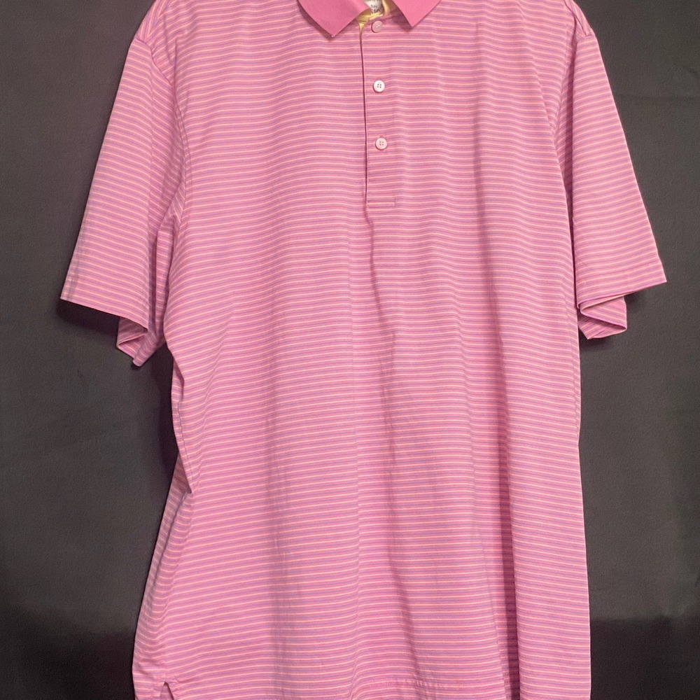 Betenly Striped Golf Polo Shirt Pink Short‎ Sleeve Casual XL